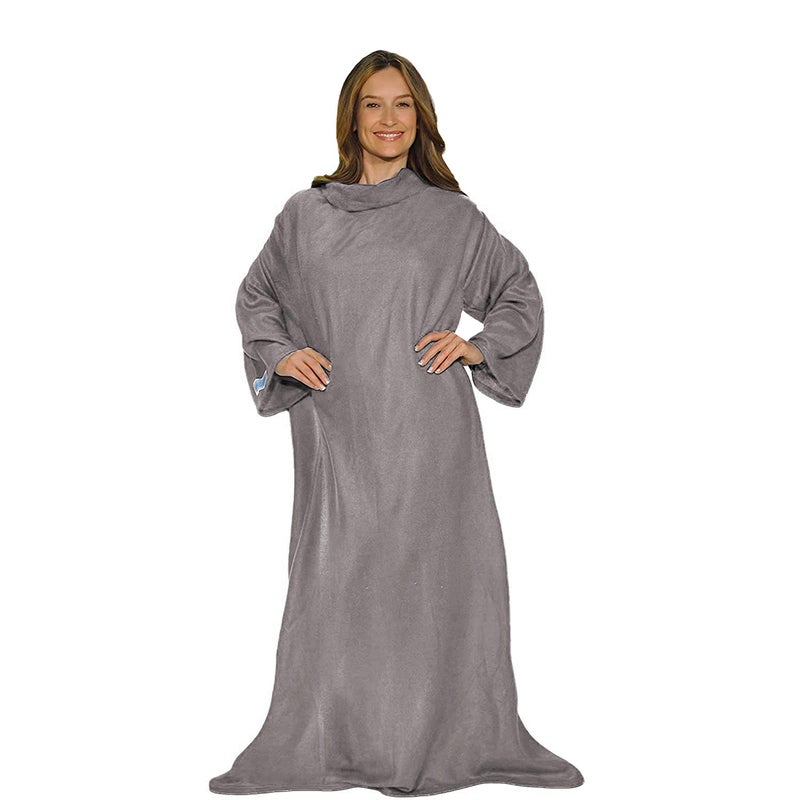 Snuggie Fleece- The Original As Seen on TV Wearable Blanket That Has Sleeves - Cozy, Warm and Soft Oversized Functional Blanket with Pockets, Adult Size, Light Grey - Image 1